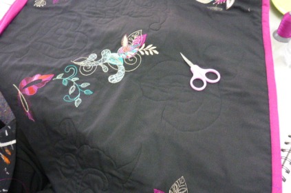 Ryl was working on a machine embroidered quilt she is making for a friend