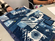 Alison was putting some of her delicious indigo pieces together in what will be a fantastic piece when finished