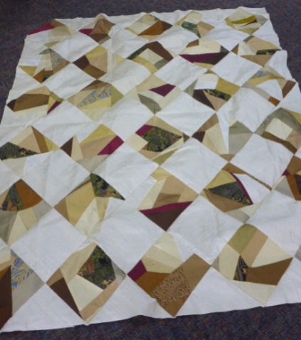 Quilt top using silk fabrics by Jill